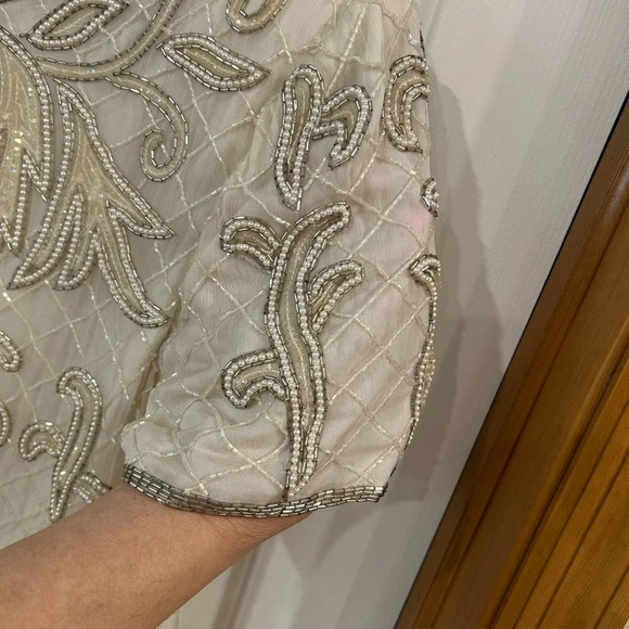 Papell Boutique Evening beaded top old money upscale mom of bride or groom sizeM - Picture 7 of 10